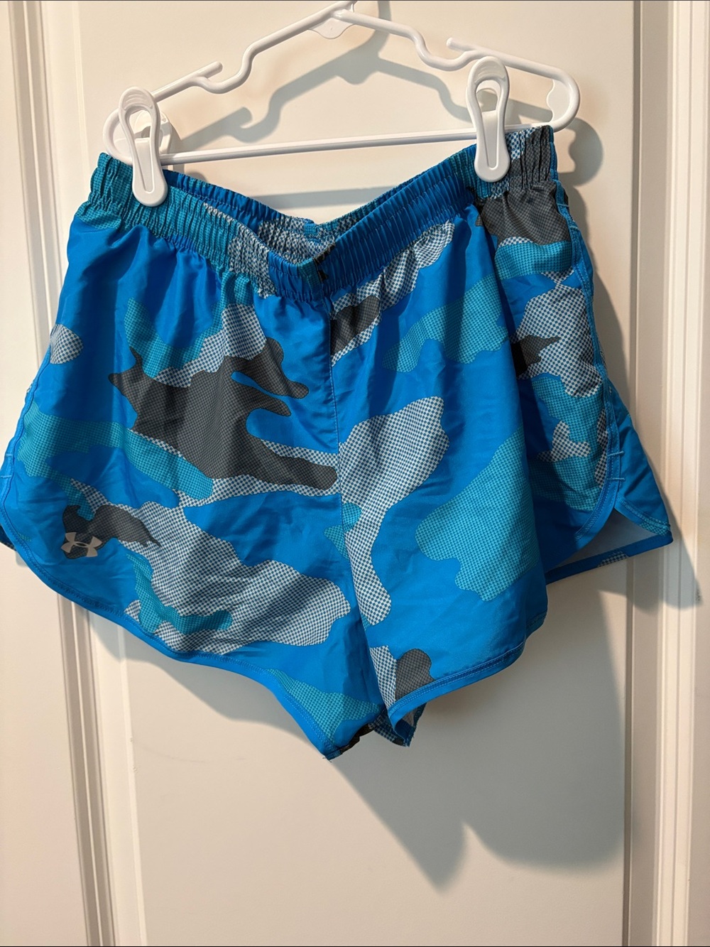 Under Armour HeatShield Blue & Gray Camo Running Shorts